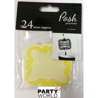 Yellow Paper Straw Toppers (24pk)