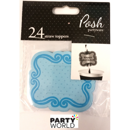 Light Blue Paper Straw Toppers (24pk)