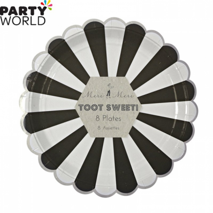 Meri Meri Toot Sweet Black and White Stripe Dinner Plates (8pk)