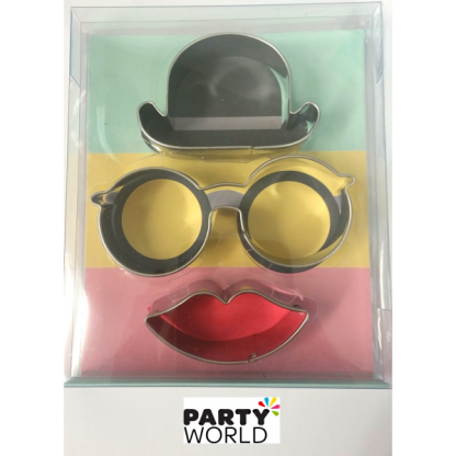 Hat Glasses and Lips Cookie Cutters (3pk)