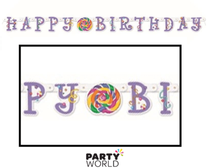 candy party happy birthday banner