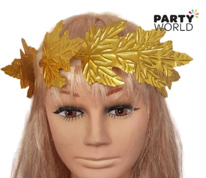 Gold Leaf Wreath Headband Women's Costumes 4