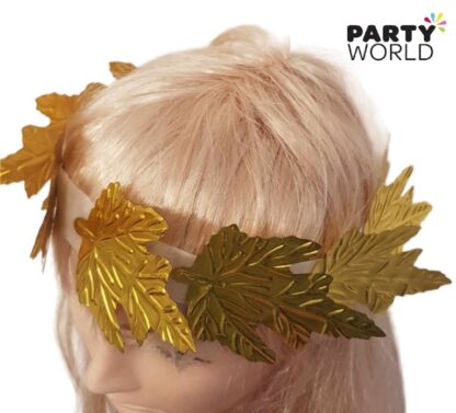 Gold Leaf Wreath Headband Women's Costumes 5