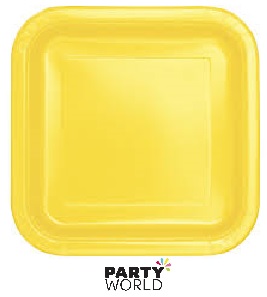 soft yellow square paper plates