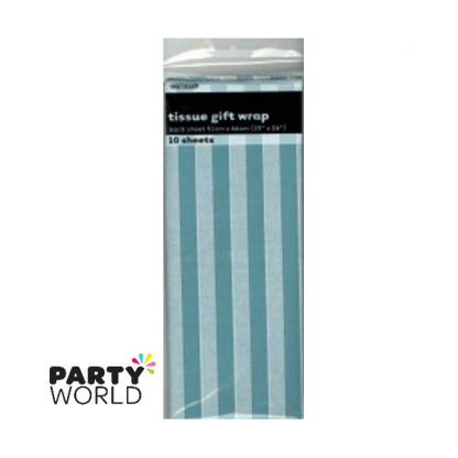 Tissue Stripes Gift Wrap - Caribbean Teal (10 Sheets)