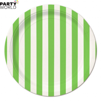 Stripe Paper Plates - Lime Green 7inch (8pk)