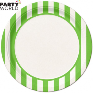 Stripe Paper Plates - Lime Green 9inch (8pk)