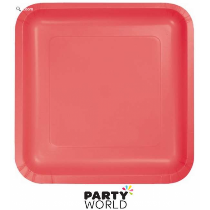 Coral Square 7in Paper Plates (18pk)