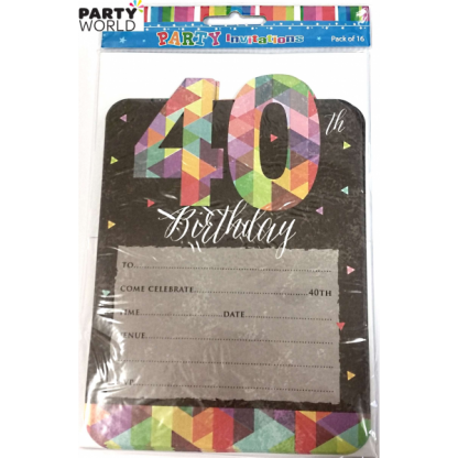 40th Party Invitations (16pk)