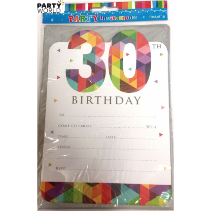 30th Party Invitations (16pk)
