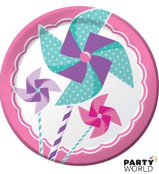 pink pinwheel plates