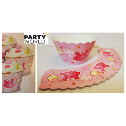 Pink Clothesline Baby Shower Cupcake Wrappers (12)