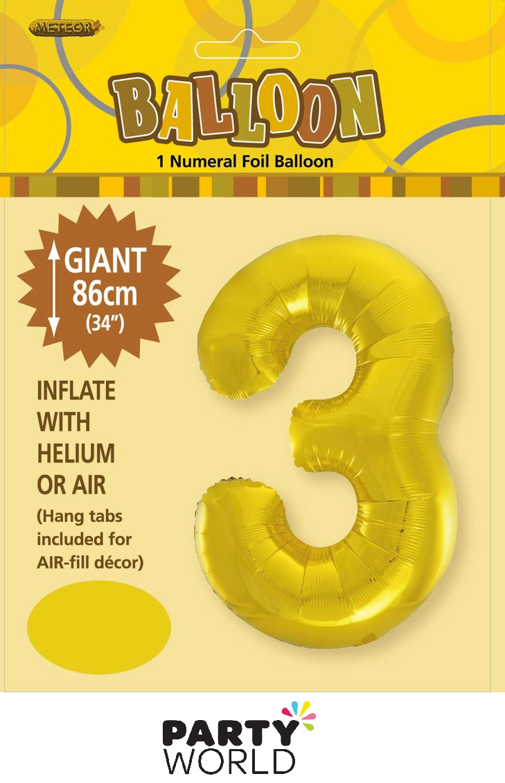 34 Gold Number 3 Balloon