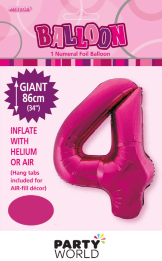4 giant foil number hot pink
