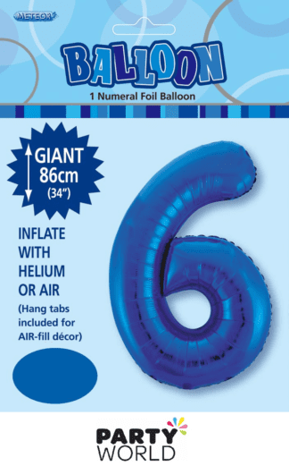 6 giant foil number blue