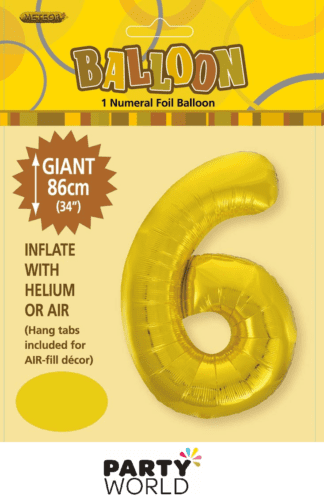 6 giant foil number gold