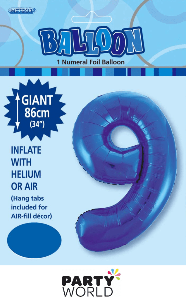 Giant Blue Foil Number Balloon – 9 | Party World