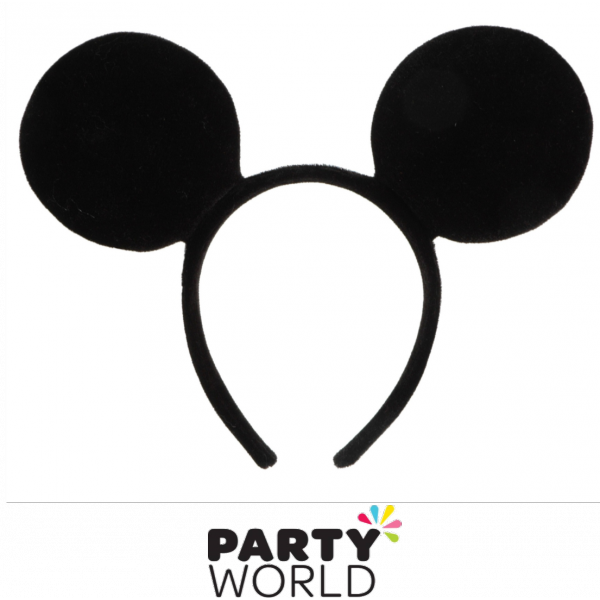 Black Soft Mouse Ears Headband Childrens Or Adults Fancy Dress Prop Micky 