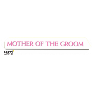 Mother of the Groom Satin Sash - White w/ Pink & Silver
