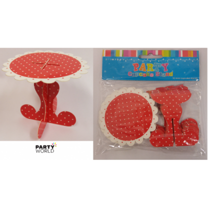 Red With White Polka Dots Mini Cupcake Stands (10)