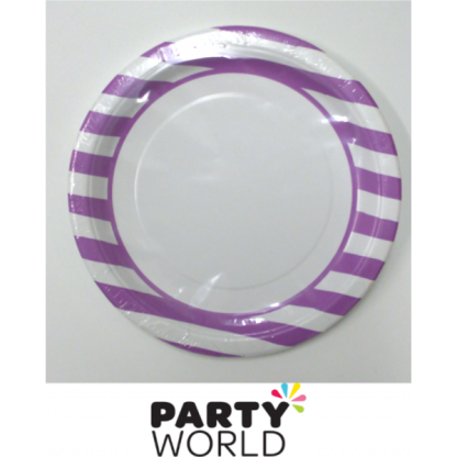 Stripe Paper Plates 9in - Pretty Purple (8)