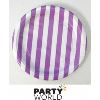 Stripe Paper Plates 7in - Pretty Purple (8)