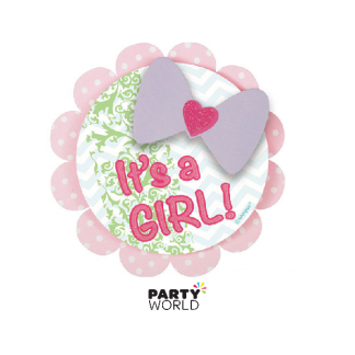 It's A Girl Baby Shower Button - Bow
