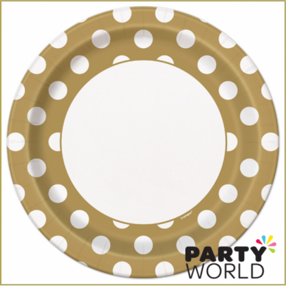 Gold Dot Paper Plate - 9inch (8)