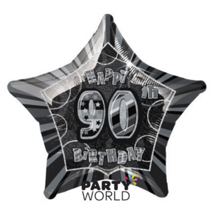 Glitz Birthday 90th Helium Foil Balloon Black