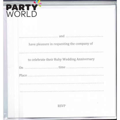 Ruby 40th Anniversary Invitations & Envelopes (6)