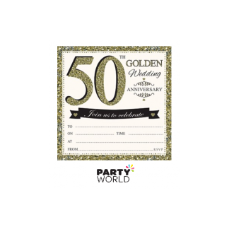 50th Golden Wedding Anniversary Invitations & Envelopes (10)