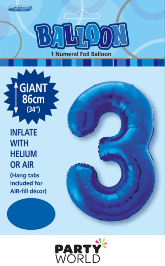 3 giant foil number blue