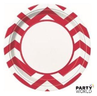 red chevron paper plates