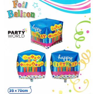 Happy Birthday Candles Giant Cube Foil Balloon