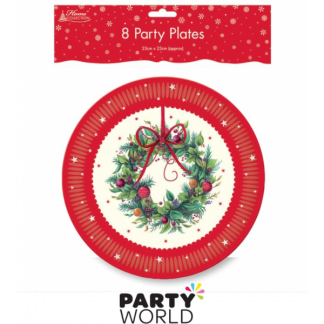 Red Wreath Paper Plates (8)