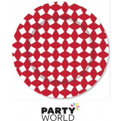 Party Paper Plates Random Check - Red (8)