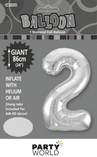 2 giant foil number silver