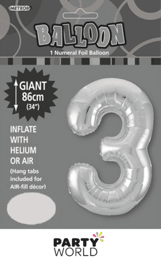 3 giant foil number silver