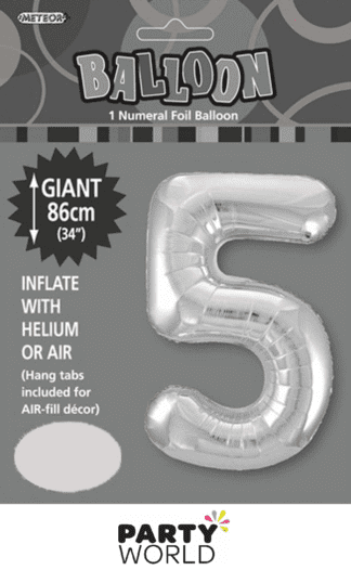 5 giant foil number silver
