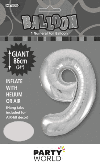 9 giant foil number silver