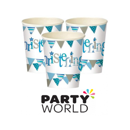 Blue Bunting Christening Paper Cups (8)