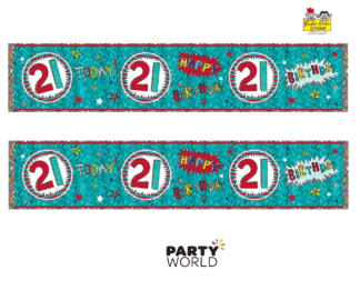 21st birthday banner teal red