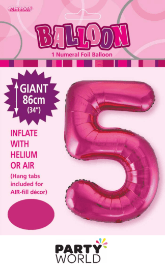 5 giant foil number hot pink