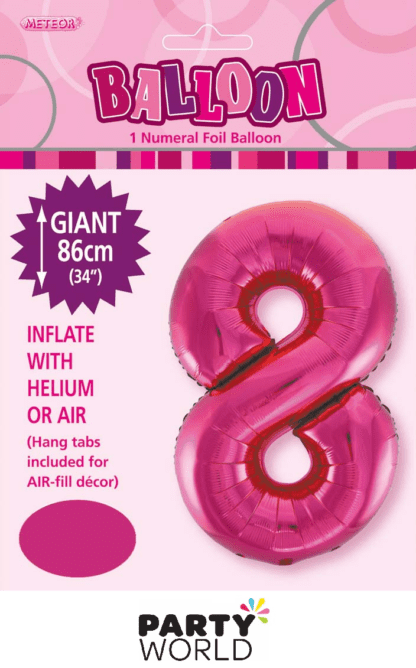 8 giant foil number hot pink