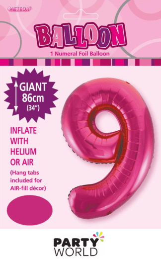 9 giant foil number hot pink