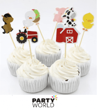 farm themed cupcake picks
