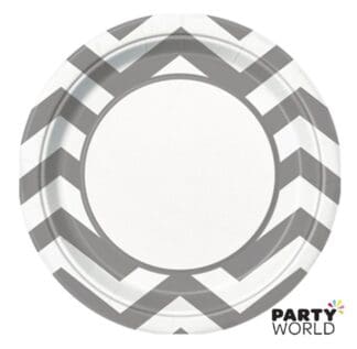 silver chevron paper plates