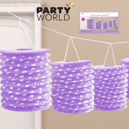 Purple Dotty Lantern Garland ( 5 Lanterns )