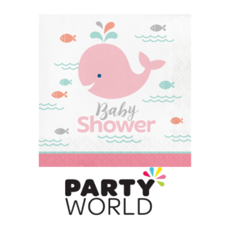 Lil Spout Whale Baby Shower Luncheon Napkin - Pink (16)