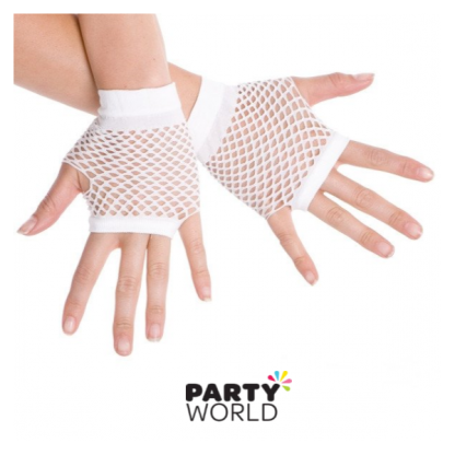 Fingerless Net Gloves White